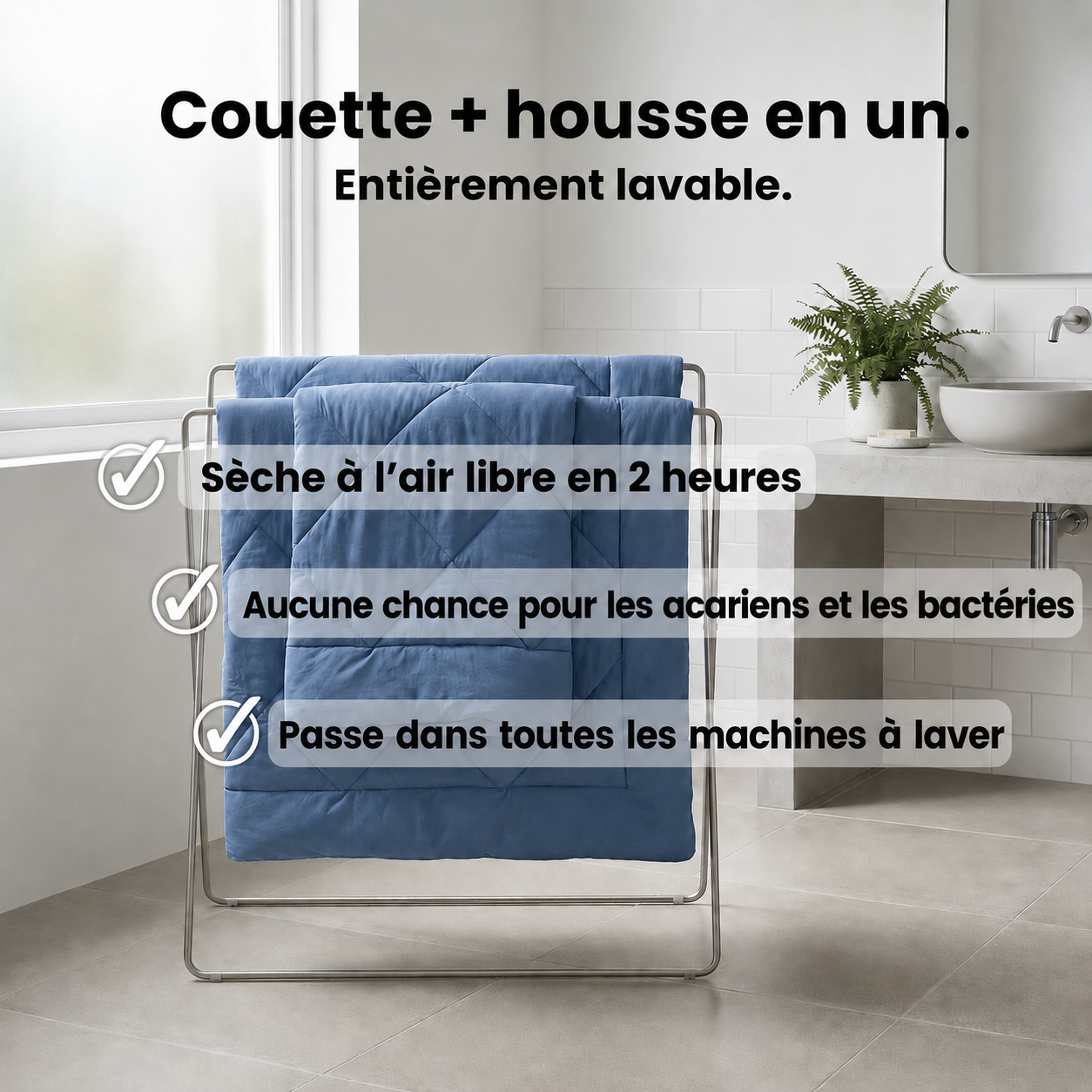 NAMIVLA – LA COUETTE 2 EN 1 À SÉCHAGE RAPIDE QUI ÉLIMINE LE BESOIN DE DRAPS