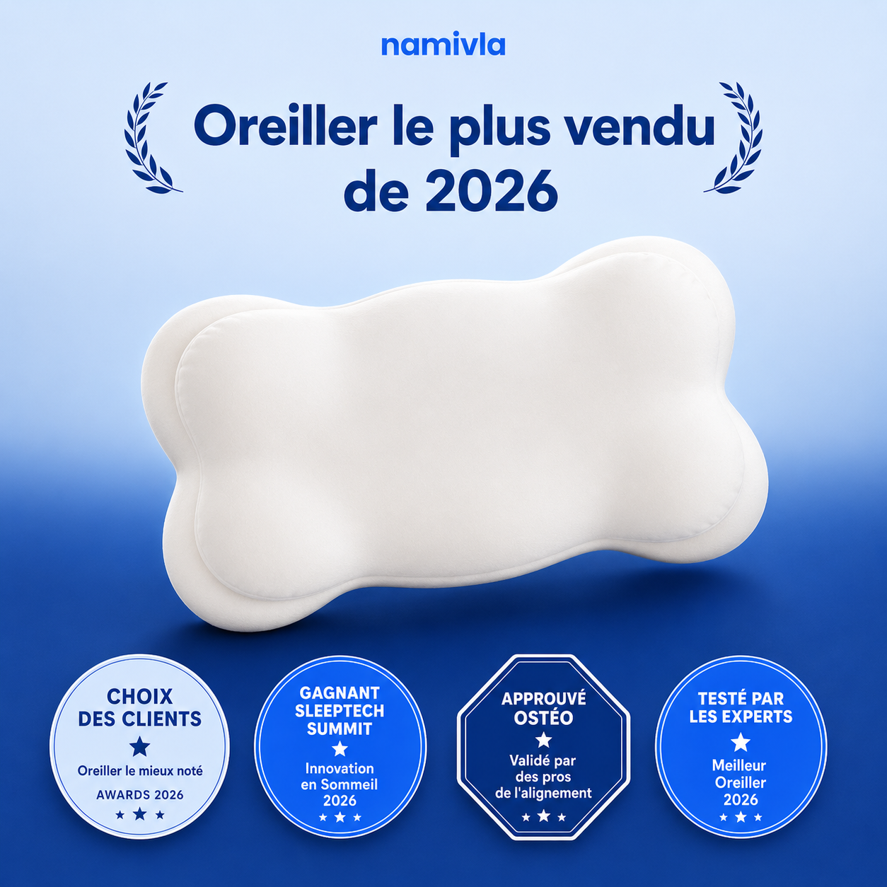 NAMICLOUD - L'oreiller à 6 zones qui s'adapte à toutes les positions de sommeil